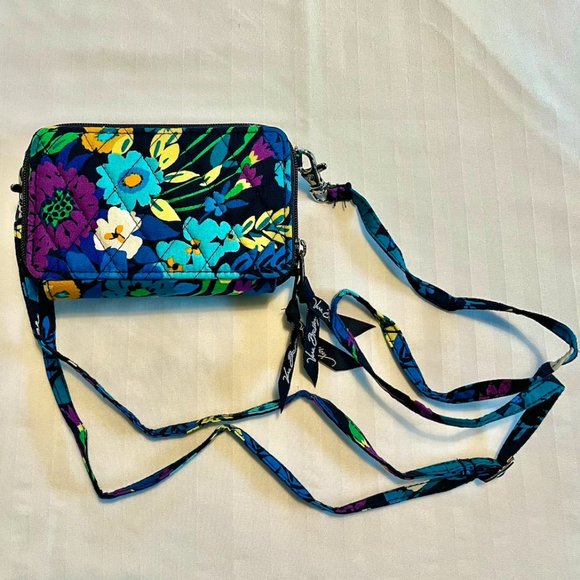 Vera Bradley RFID Crossbody Bag Blue Floral - Picture 3 of 6